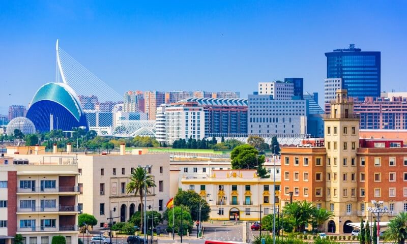 Panoramski pogled na grad Valensija, Španija